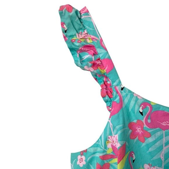 Gymboree Flamingo Ruffle Dress Tropical Dress in Women's Size Medium - Picture 7 of 9